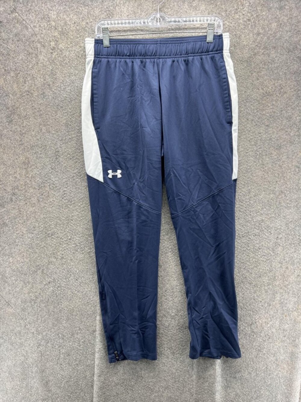 Under Armour Track Pants Mens Large Blue Fleece Elastic Waist Athletic UA